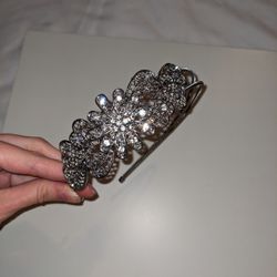 Bridal Rhine Crystal Bling Cubic zirconia Silver Headband 