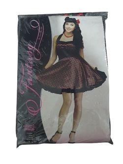 Cherry Bomb 50's Adult Woman's Halloween Costume.  Size S/M &  M/L. *Dress  *Gloves  *Hair Accessory. 