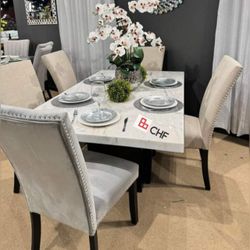 7 pc marble top  dining table set