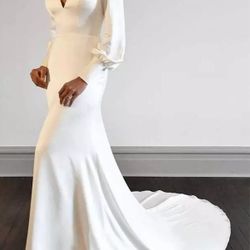 Simple Satin Sheath Wedding Gown Pick Options