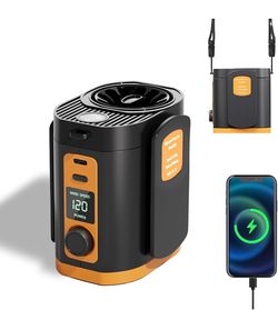 Portable Fan,120-Stepless Dial Waist Clip Fan Turbo Cooling,6000mAh Rechargeable Clip-On Personal Fan with Power Bank LED flashlight,for Outdoor,Trave