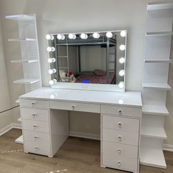 Makeup Vanity  with Bluetooth Mirror / price includes delivery and assembly, shelf are separately