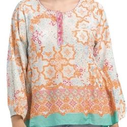 Sigrid Olsen Tunic 100% Lightweight Cotton Long Sleeve Women’s Large