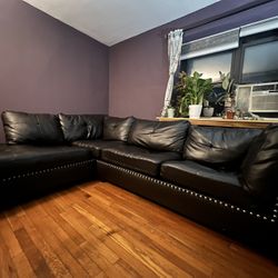 Black Faux Leather Couch / Sofa