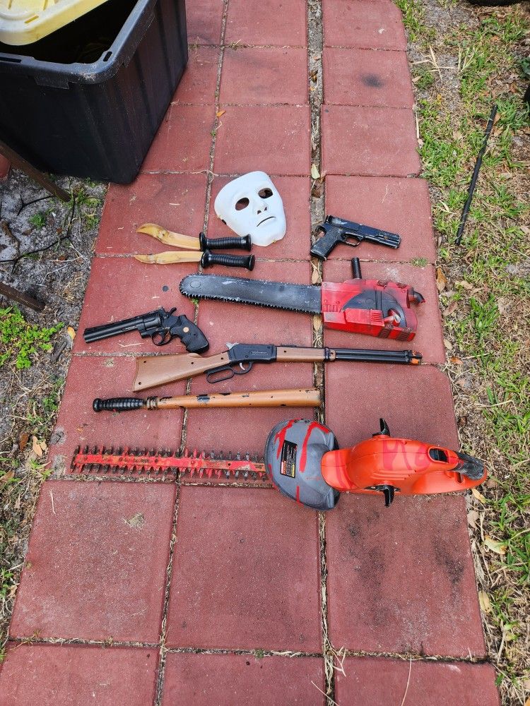 Assortment of 9 Halloween fake props sold together as an allotment read description For details 