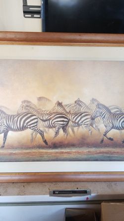 Forlee 1995 zebra's painting art oil painting wood trimming