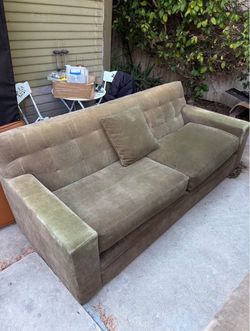 Olive Green Suede Couches