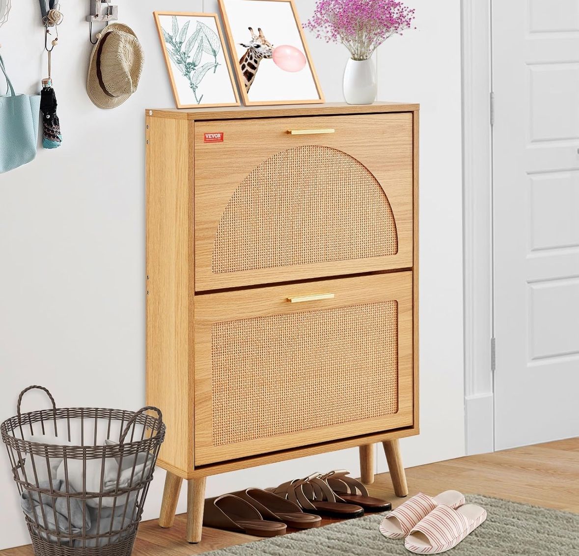 Shoe Cabinet with 2 Flip Drawers