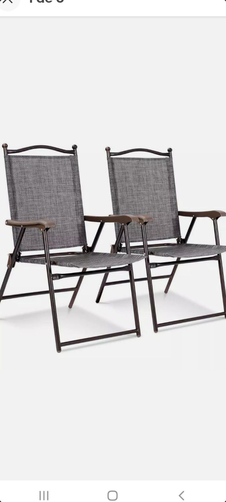 Gray Metal Outdoor Patio Folding Beach Lawn Chair Set Of 4 