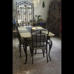 Wrought Iron Dining Room Table and Chairs