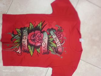 Red Graphic T-Shirt True Love Rose Print