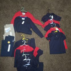 size 5 boys uniform shirts,  and 2 pants 