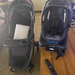 Leather Baby Stroller And Matching Baby Car Seat