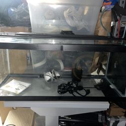 Fish Tank, Lid, LED Lights, Filter, And Heater
