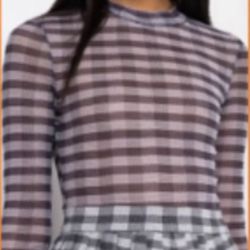 NEW Black/White Plaid LS Bodysuit (nwt)