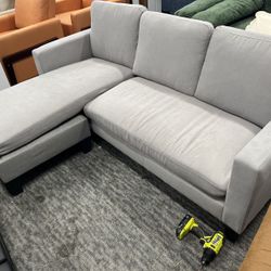 72 in. W Square Arm Polyester 2-Piece L Shaped Light Gray Sectional Sofa