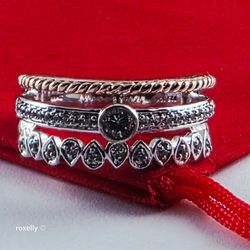 925 Sterling Silver and 10K Rose Gold White Topaz Crown Design Ring Size 6.75! 👌🎁Post Tags: Anillo de Plata Esterlina y Oro