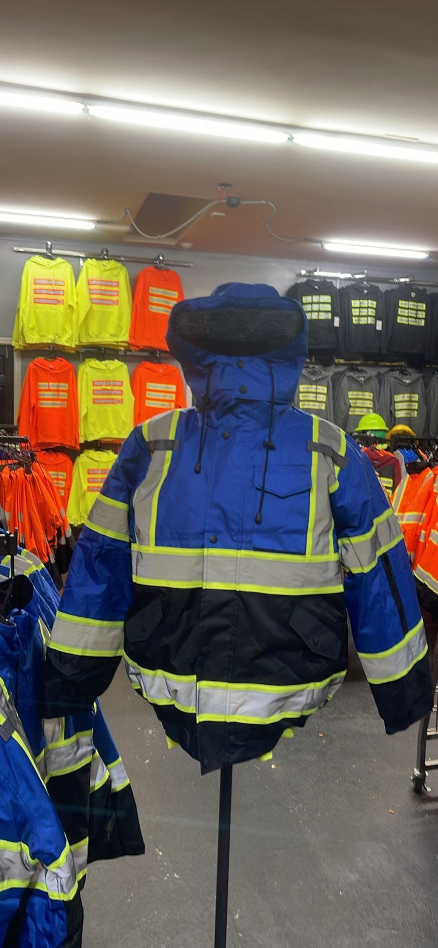 Waterproof Sherpa Lined Blue Safety Jacket