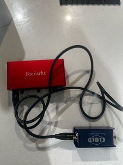 Focusrite Scarlett 2i2 audio interface paired with a Cloud Microphones Cloudlift
