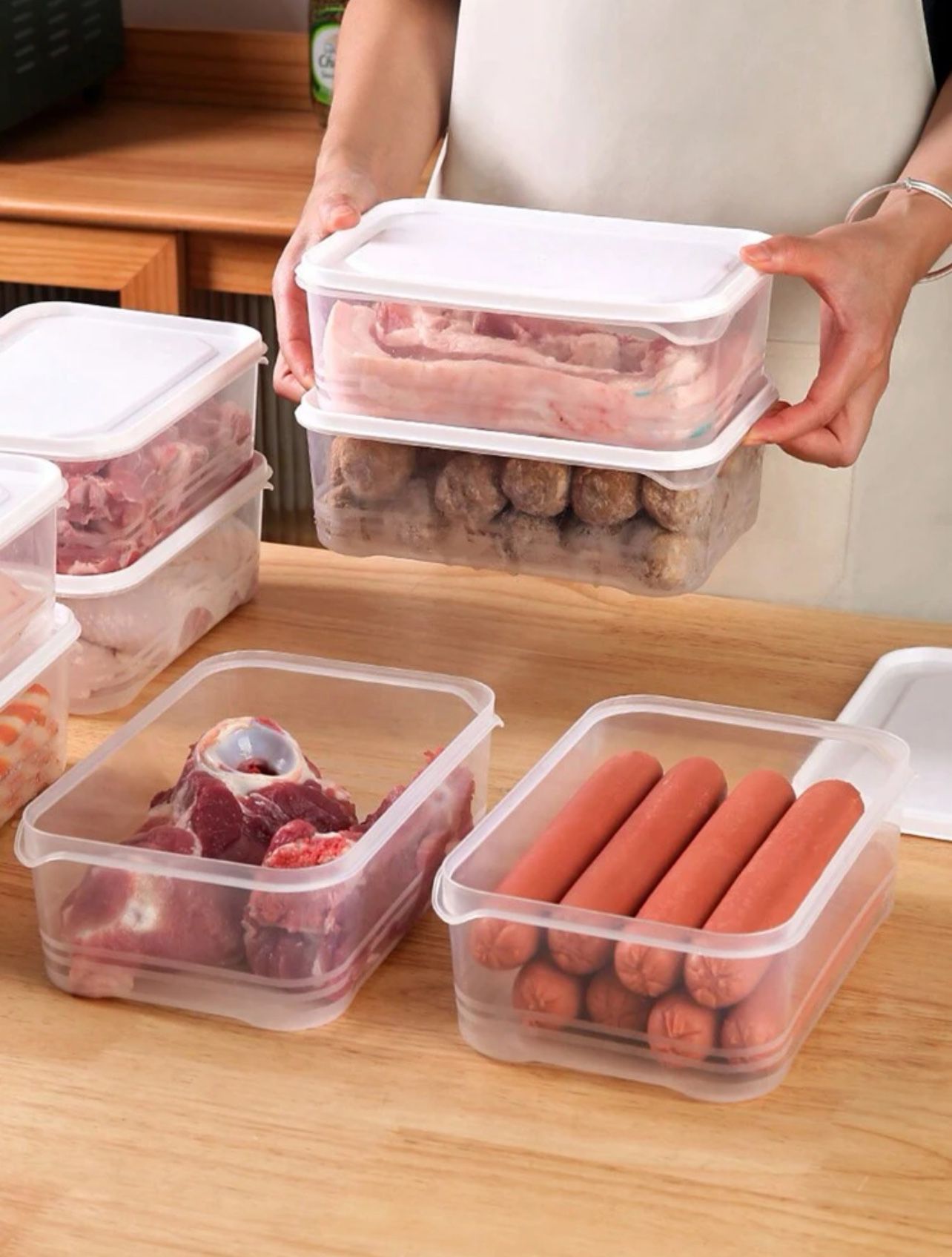 1set Vegetable Fresh Keeping Storage Box (3pcs/Set, Small, Medium, Large)