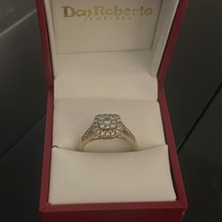 14K YELLOW GOLD CUSHION CLUSTER DIAMOND RING