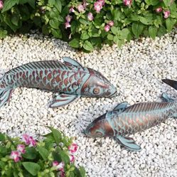 Garden Statues Koi Fish Decor for Garden 