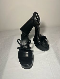 Zara Women’s Size 41 (10) Black Platform Sandal Heels Sleek Chunky Block Y2K Style