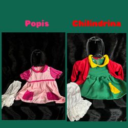 Girls Popis and La chilindrina Halloween costumes