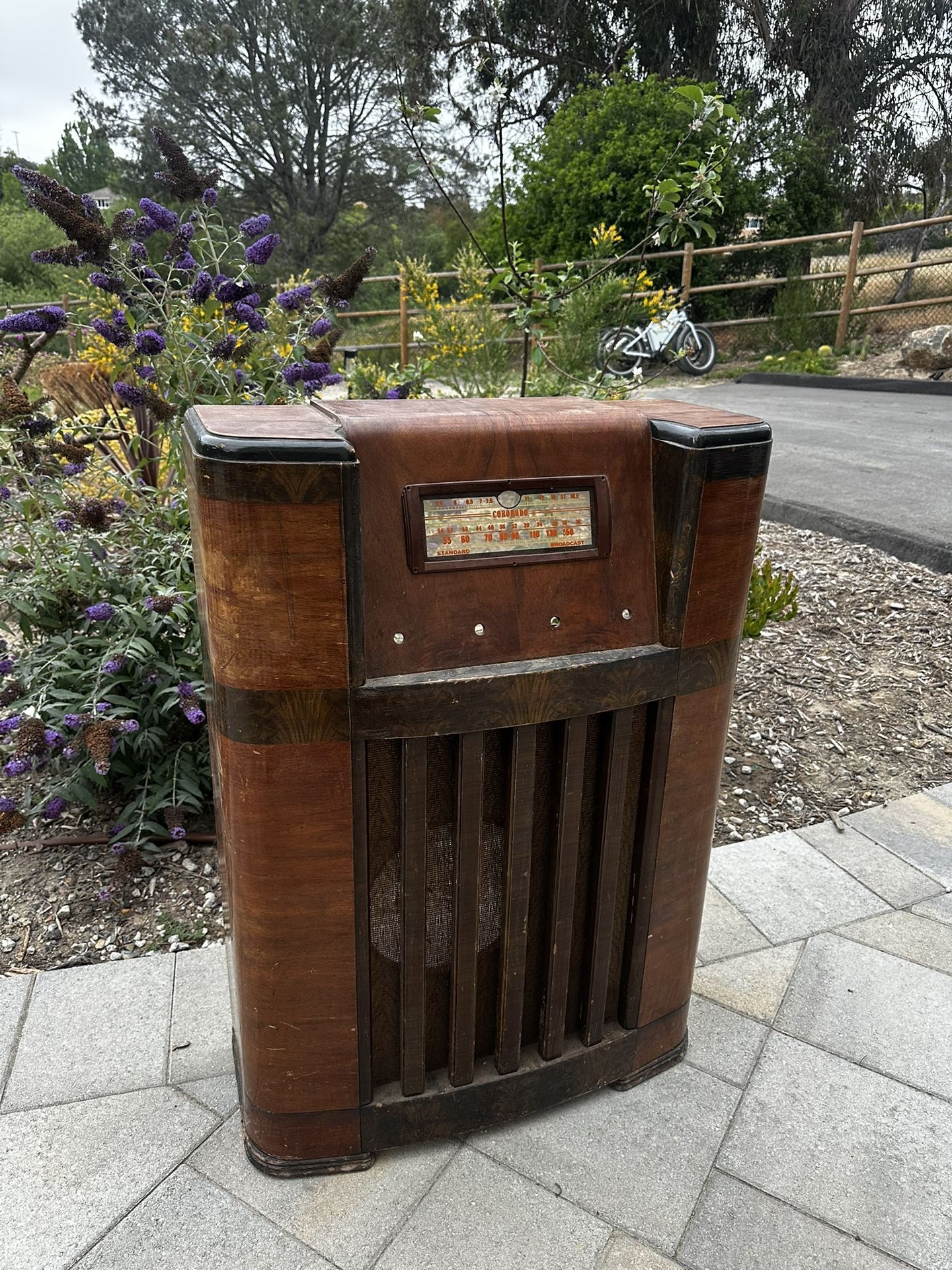 Gorgeous Antique Art Deco Waterfall Style Coronado Radio Cabinet Console Model C1041