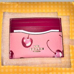 Slim ID Card Case With Cherry Print Coach Wallet