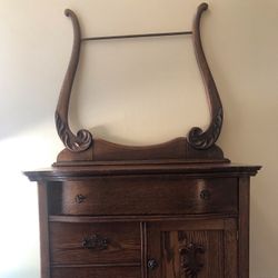 Antique, Vintage Oak Wash Basin Table w/Rack