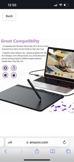 UGEE Drawing Tablet S640 Portable Graphic Tablet 6x4 Inch Digital Art Pad with 10 Hot Keys Support Win/Android/MAC for Sketch/Online Teaching/Note-Tak