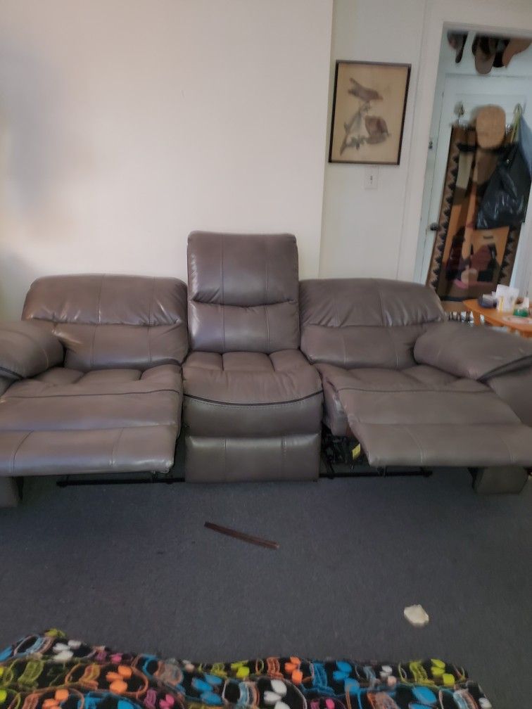 Faux Leather Reclining Couch