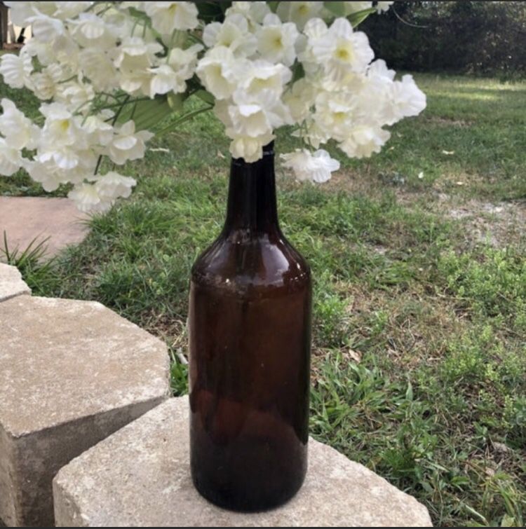 Antique Amber glass liquor bottle