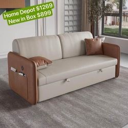 78” fabric leathaire sofa bed