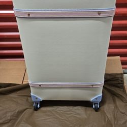 Vintage Suitcase Set 2 Piece White+ Rose With Blue Embossed, 26"+12" 