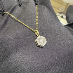 14kt YG 1.13 CTW LGD VS pendant + 0.75 Center Stone LGD VS