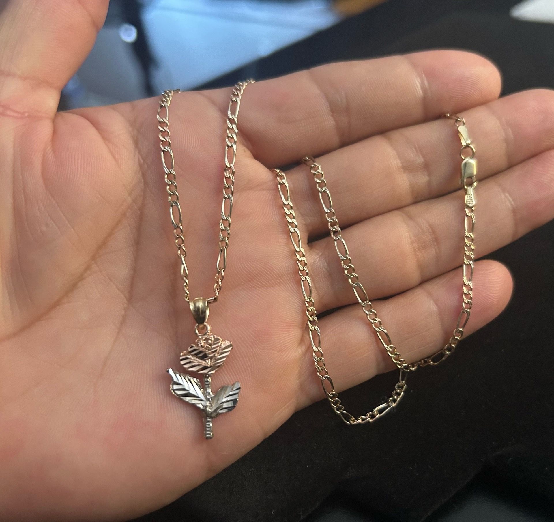 Fígaro chain with pendant 14 k real gold