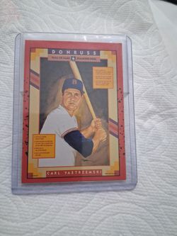 1989 Carl Yastrzemski, Leaf Donruss # 588 error card no dot after Inc. End error miscut