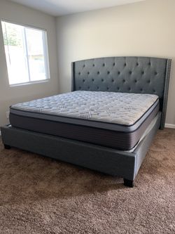 New In Box King Bed Frame With Mattress (Read Description Below)