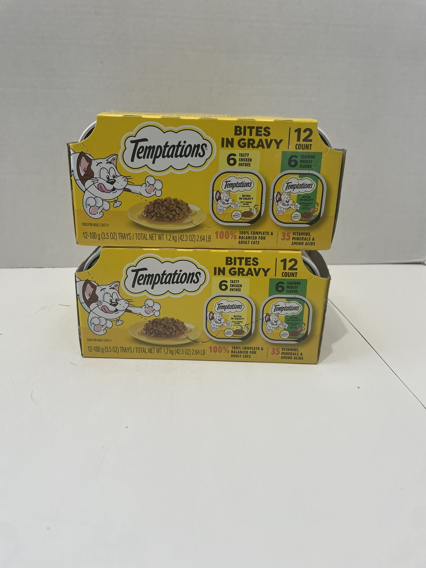 Temptations Pate in Gravy Flavor Variety Wet Cat Food, 3.5-oz tray, 2 cases of 12