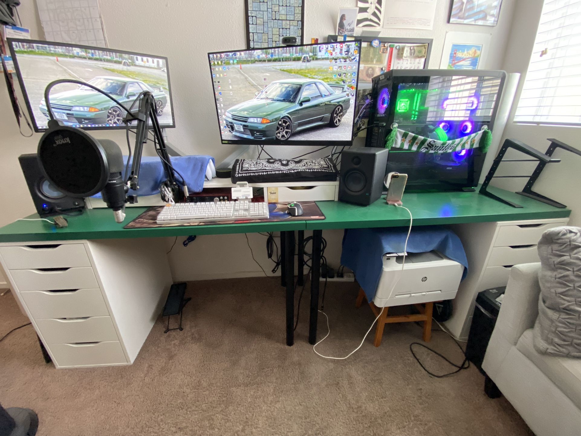 Green ikea desk x2