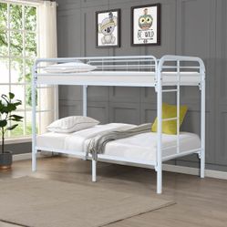 White Metal Bunk Bed Twin/Twin (Mattress is not Included) 👍FREE FINANCING AVAILABLE❗NO CREDIT CHECK❗ 