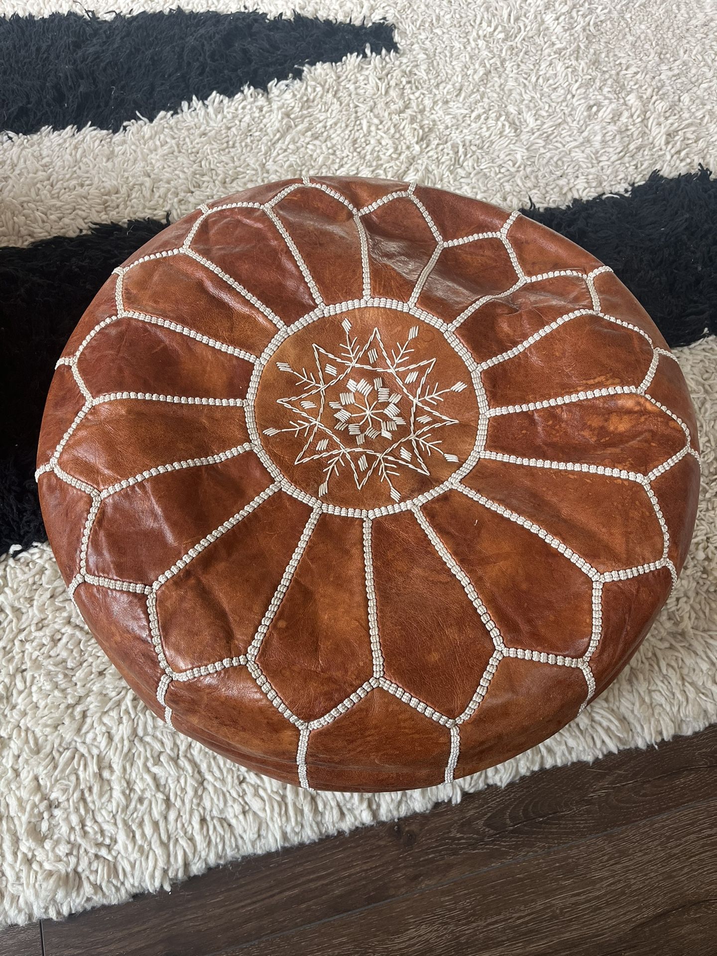 Pair of  Moroccan Leather Poufs
