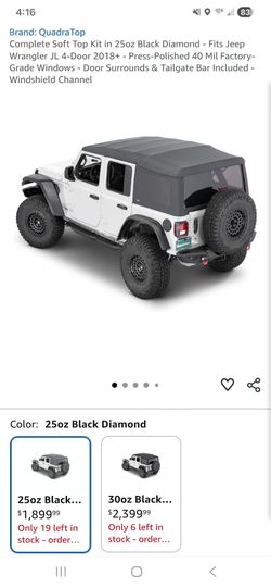 Jeep Wrangler JL 4 DOOR Soft Top (all parts included) - $600 - Apex