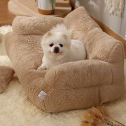 NEW Pet Couch Bed Washable Cat Dogs Beds Fluffy Sofa Non-slip XXL size Coffee Color