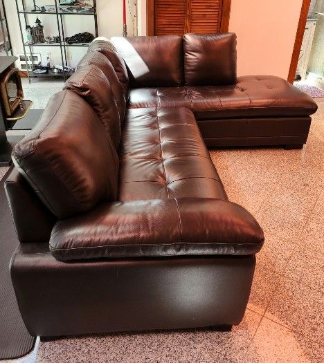 Abbyson devonshire leather tufted sectional discount