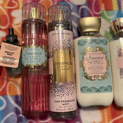 Bath & Body Works Lotion, Fine Fragrance Mist & Wallflower Bulbs Set