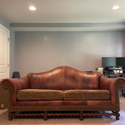 Natural Leather And Upholstery Sofa