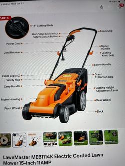 Lawn Master Electric CORDED lawn mower. Used a few times. LIKE NEW